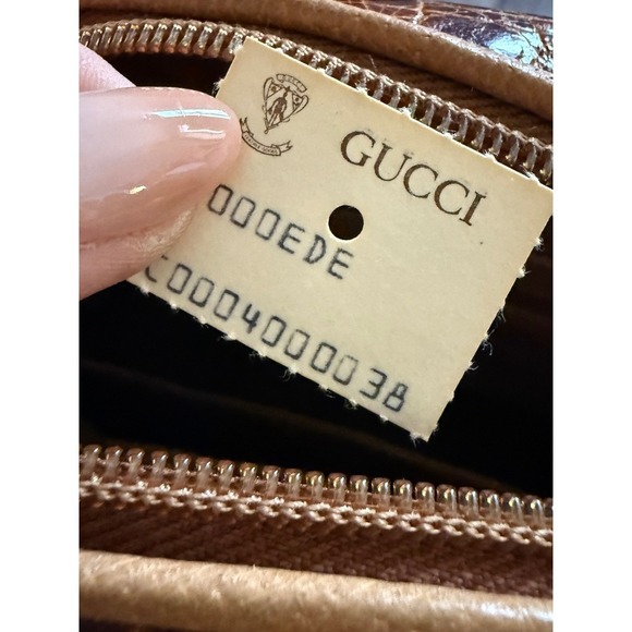 Vintage Gucci Top Handle Bag 1983 Collection Camel Leather & Croc-Embossed Trim - Picture 10 of 12